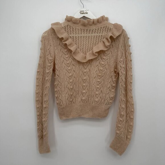 Zara Light Pink Sheer Sweater Ruffle Acrylic Wool Mohair Classic - Picture 1 of 9